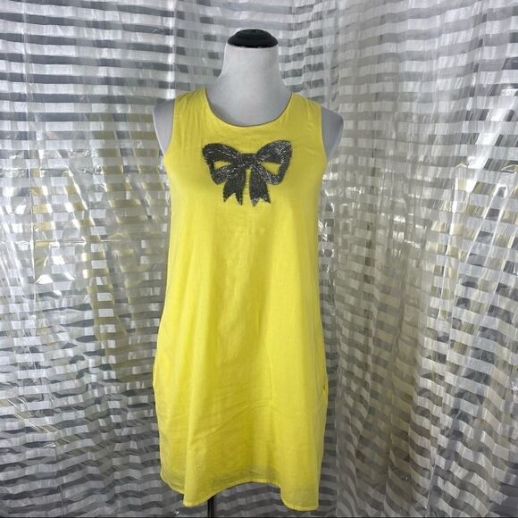VaVa Sequin Bow Yellow Shift Dress - Picture 2 of 7